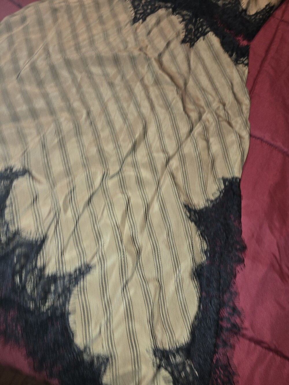 Zara Olive Green Slip Dress with Black Lace Trim - Picture 16 of 16